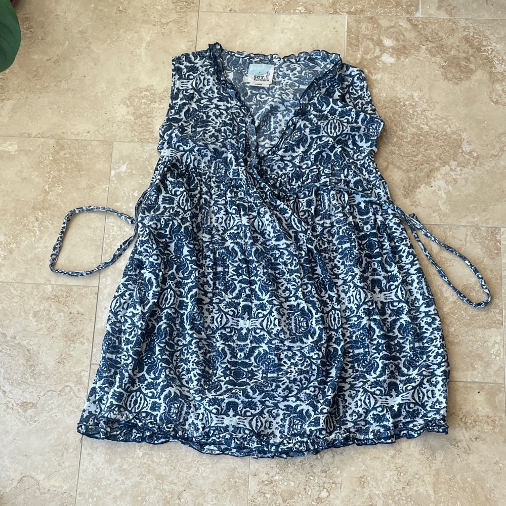 Blue and White Wrap Dress